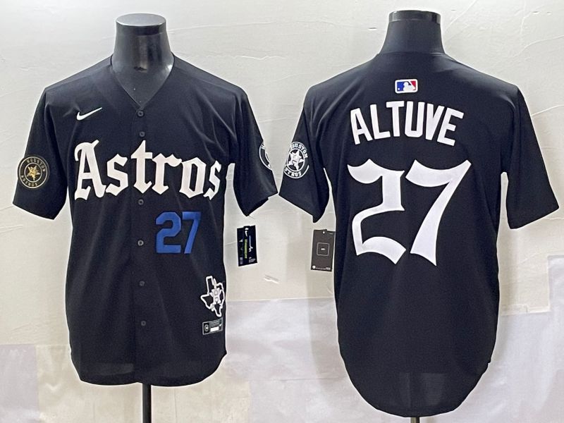 Men 2025 Houston Astros #27 Altuve Black Five generations Joint Name Nike MLB Jersey style 7